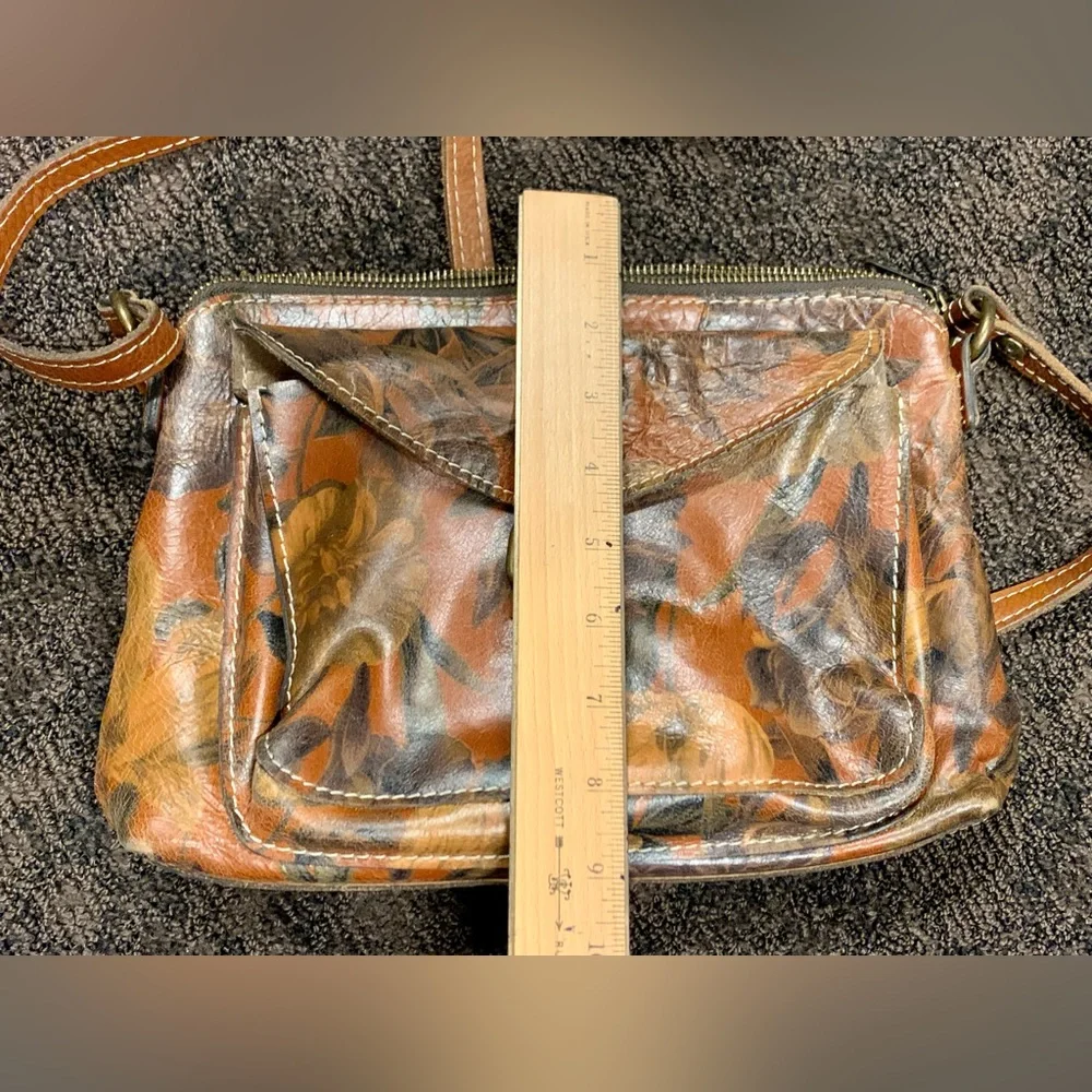 PATRICIA NASH Avellino Italian Leather‎ Floral Brown Crossbody Shoulder Bag